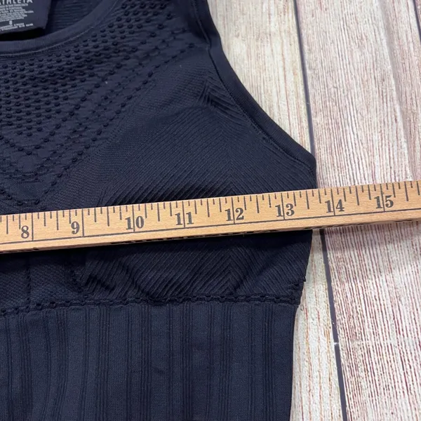 Athleta Black Seamless Pointelle Mesh Crop Top High Neck Tank Small - Image 3