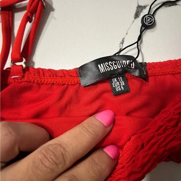 Red Textured Bikini Set Size 6 - Image 5