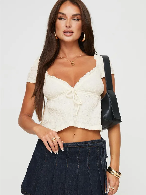 Princess Polly Kellan Cap Sleeve Top Cream Size 2 New with tag - Image 3