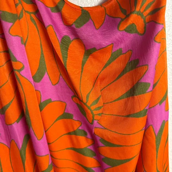 Farm Rio Copacabana Orange Printed One Shoulder Cut Out Maxi Dress Size Large - Image 11