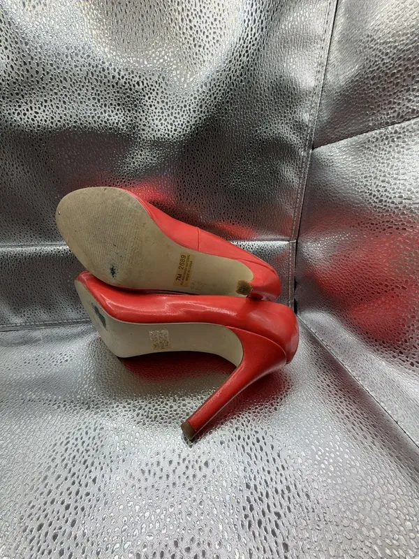 Cato Red High Heels Peep Toe Pumps with Bow Detail Size 7M - Image 5