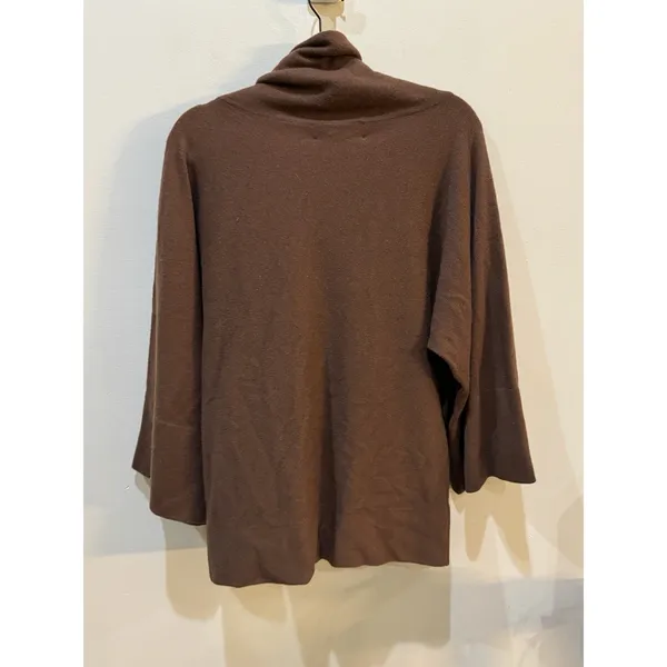 Carlisle 100% Cashmere Boxy Brown Sweater Size Large Wide Sleeve Turtleneck - Image 3