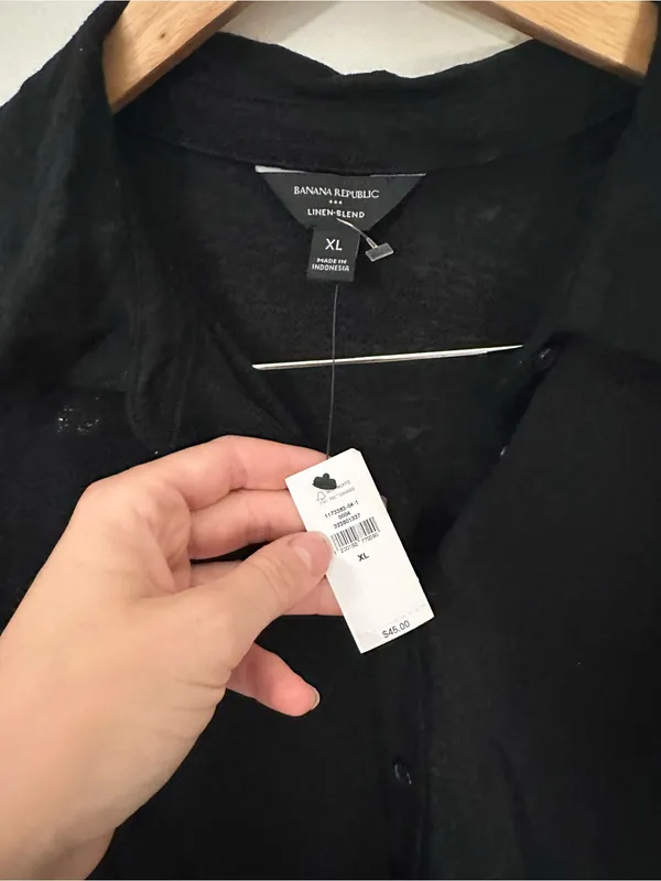 NWT Banana Republic linen blend collared top black extra large - Image 3