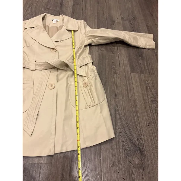 Kenneth Cole New‎ York Womens Beige Trench Coat Belted Double Breasted Size S - Image 7