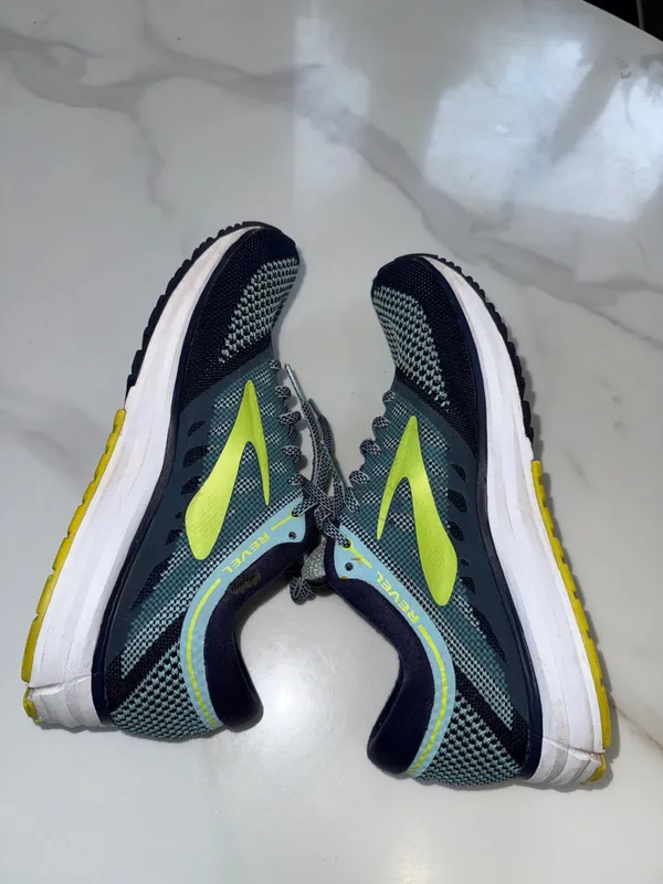 Brooks Men's Athletic Running Shoes - Navy and Lime Green - Image 8