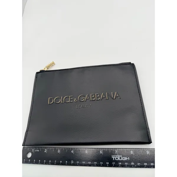 Dolce & Gabbana Beauty Pouch Clutch Logo Makeup Bag Women's Black Gold New - Image 6
