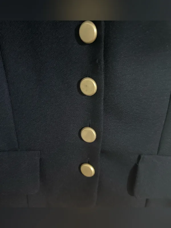 A Byer Vintage Blazer Black With Leopard Print Collar Gold Buttons Size Medium - Image 2