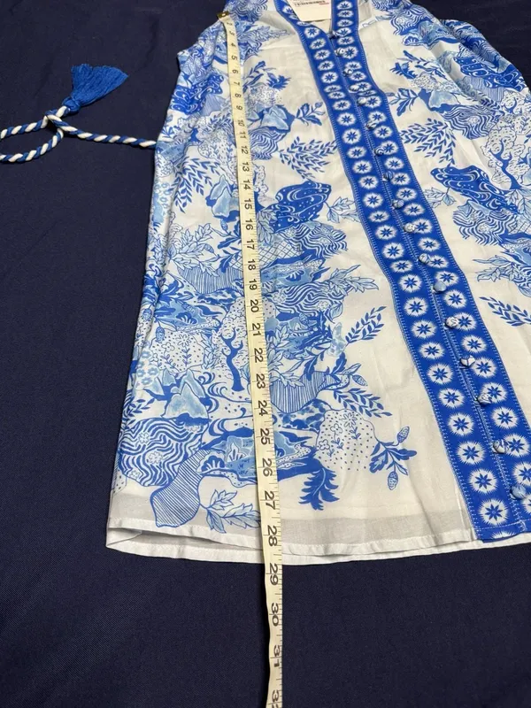 Anna Cate Blue White Halter Mini Dress Tassel Belt Extra Small NWT - Image 5