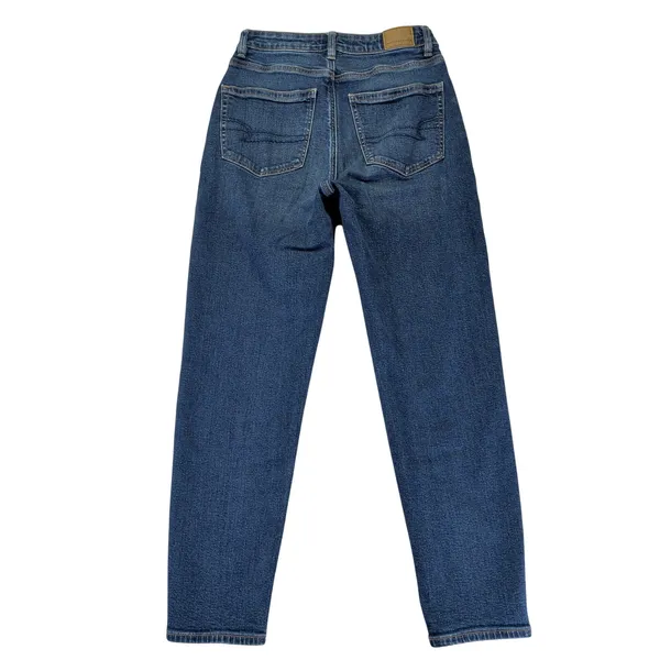 American Eagle Mom Jeans Womens 2 Regular Blue High Rise‎ Tapered Stretch Denim - Image 2