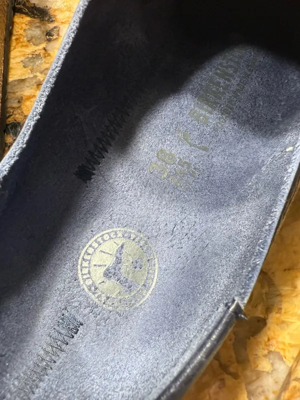 Birkenstock size 7 worn once. Navy blue perfect condition - Image 3