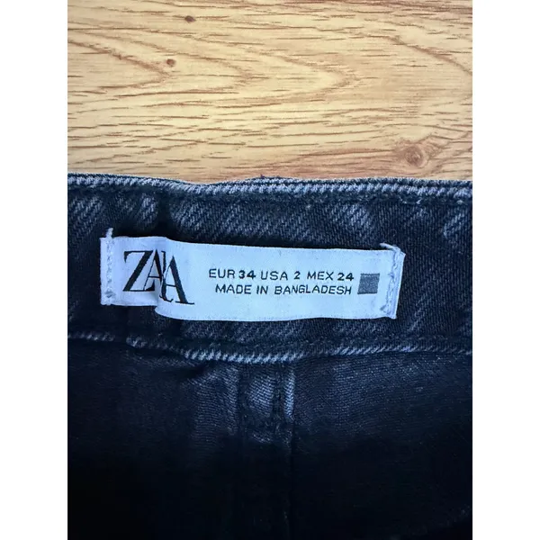 Zara‎ Washed Black High Waisted Distressed Denim Shorts Size 2 - Image 3