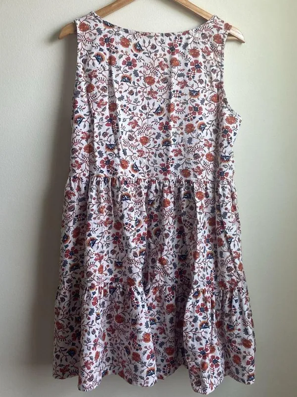 a.n.a Cotton Fall Floral Sleeveless Tiered Sundress (Sz XL) Orange & Red Paisley - Image 7