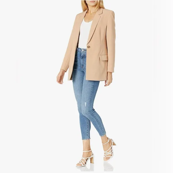 NEW The Drop Women's Blake Long Blazer XL Tan - Image 6