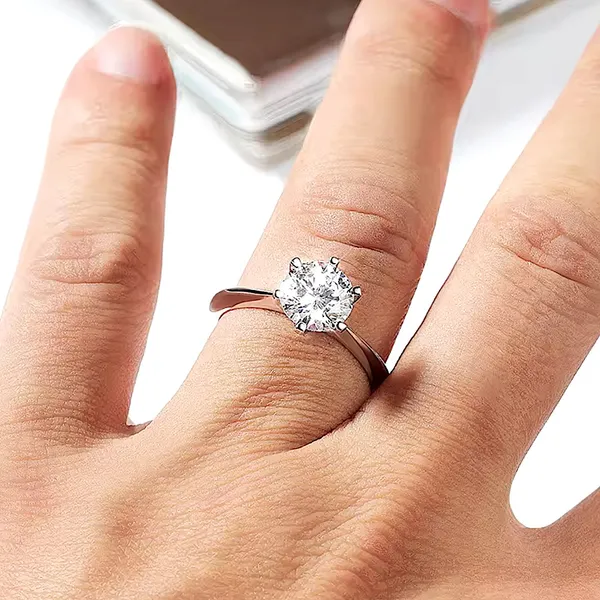 Boutique 2 Carat Platinum Solitaire Simulated‎ Diamond Engagement Wedding Ring, 8 - Image 7