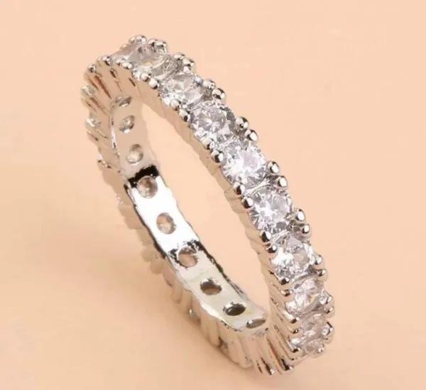 Beautiful Rhinestone Tennis Ring Silver Size 7.75 - Image 4