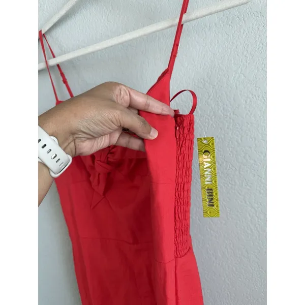 Gianni Bini Red Linen Knot Front Wide Leg Jumpsuit NWT Sz 8 Girl Retro Coquette - Image 6