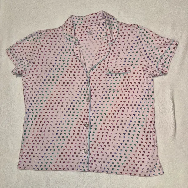 Roller Rabbit Lilac Disco Heart Polo Pajama Short Sleeve Shirt and Shorts Set size XS - Image 3