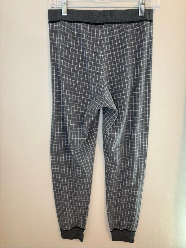 Intimately Free People Pajama Set Gray Plaid Lounge Jogger Medium - Image 5