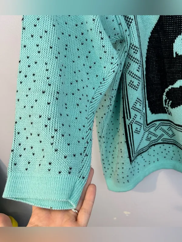 Vintage Honors Plus Teal Blue/Black Crewneck Bears and Polka Dot Sweater Size XL - Image 8