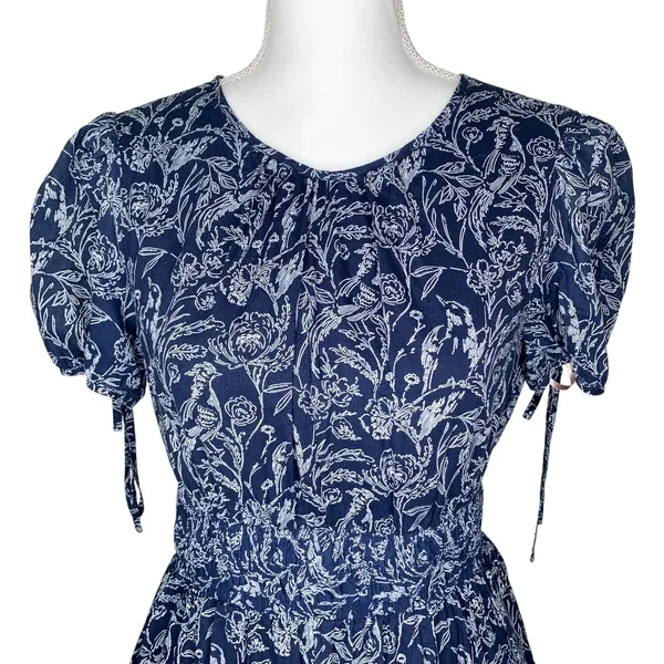 Gal Meets Glam Giselle Navy Floral Bird Print Maxi Dress - Image 7