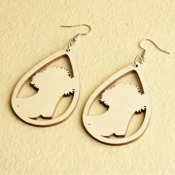 Western‎ Retro Personality Cowboy Boots Sunflower Earrings Wooden Water Drop - Image 5