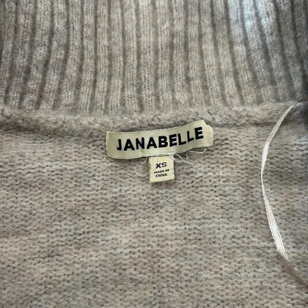 Janabelle Oatmeal Cable Knit Zip Up Cardigan Sweater Gray Size XS - Image 4