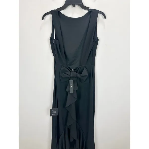 Lulus Exquisite Refinement Black Backless Bow Ruffled Maxi Dress Formal L NWT - Image 8