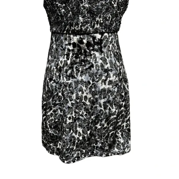 Free People Virgo Moon Velvet Slip Minidress Gray Black Leopard Size‎ XS - Image 6