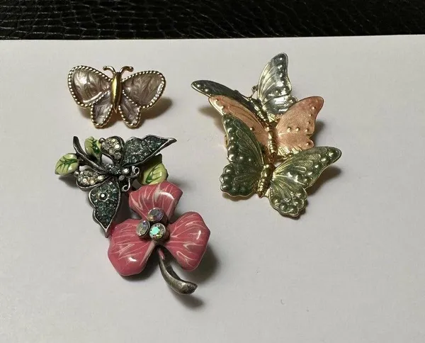 Lot Of 3 Pretty Butterfly Insect Brooch Pins - Image 5