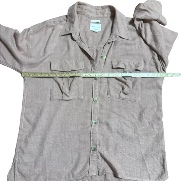 American Eagle Pink Terracotta Button Down Long Sleeve‎ Shirt Women’s Sz M Y2K - Image 6