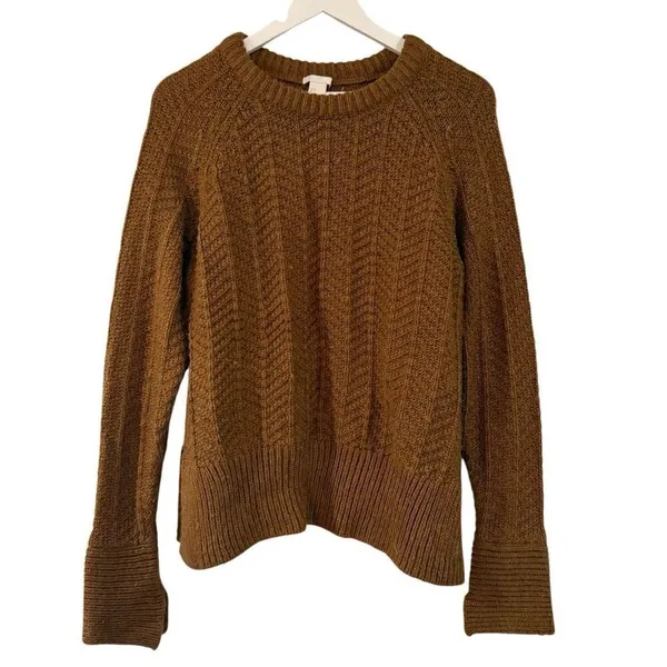 H&M brown chevron crewneck wool blend sweater size small - Image 2