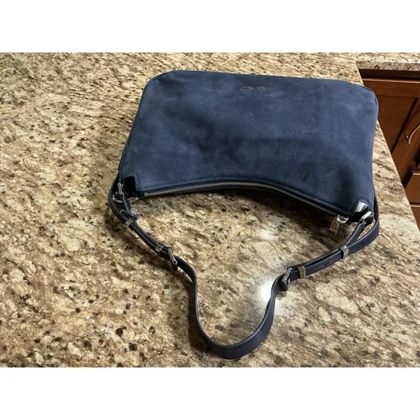 Michael Kors Nolita Medium Blue Suede Convertible Shoulder Hobo Bag 30F5GY5M2L - Image 14