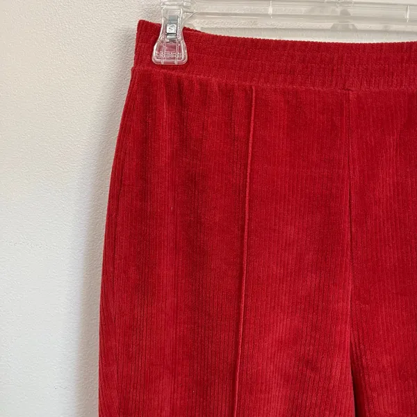 Aerie Groove ON Velour High Waisted Flare Pant Pull ON‎ Ribbed Red Size S - Image 5