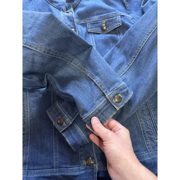 Coldwater Creek Women Large Blue Denim Button‎ Jean Jacket Y2K Business Casual - Image 9