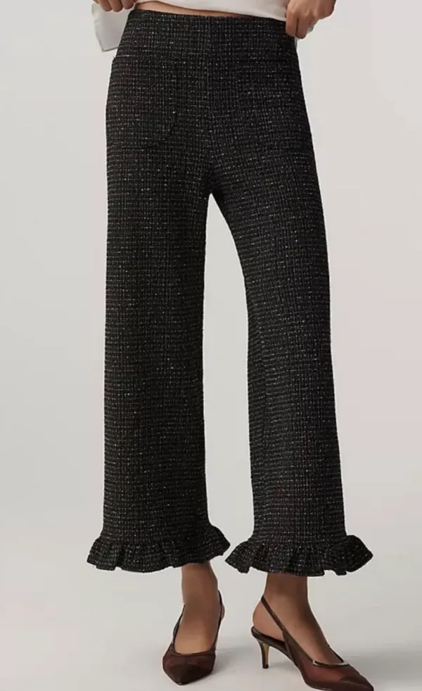 Anthropologie Maeve The Colette Crop Wide-Leg Pants: Tweed Edition, Size 26 - Image 4