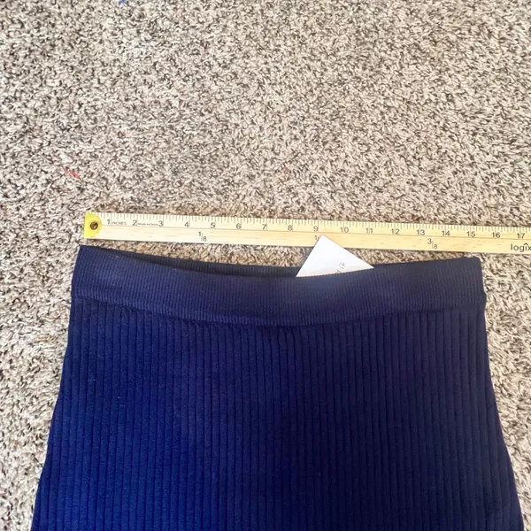 41 Hawthorn Womens‎ Navy Blue Ribbed Knit Striped Hem Mini Skirt Size L WGS10979 - Image 4