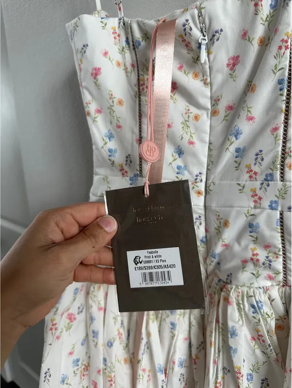 HOUSE OF CB Ysabella White Posy Print Cotton Maxi Sundress NEW Size XS - Image 6