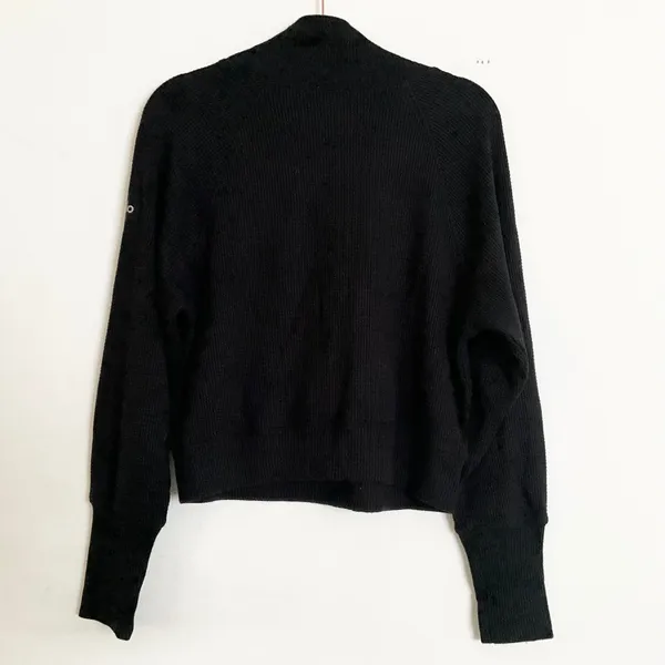 Alo Yoga Waffle Weekend Escape Mock Neck Long Sleeve Black S - Image 4