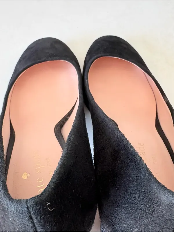 Kate Spade Black Suede Pumps Sparkling silver glitter Block Heel Womens Size 7.5 - Image 7
