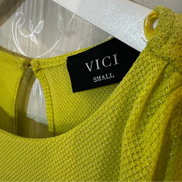 Vici Runched Lime Glitter Bodycon Maxi Long Sleeve Dress SMALL - Image 12