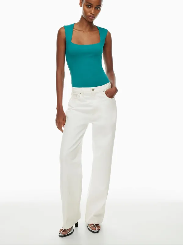 Aritzia Oxidized Teal Original Contour Esteem Square Neck Bodysuit Size XS - Image 5