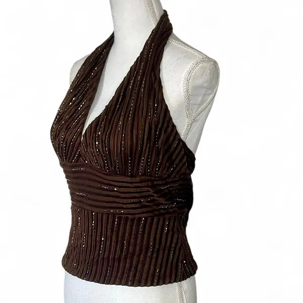Vintage Cache Beaded Halter Top - Image 2