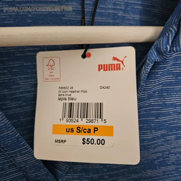 NWT Puma Shirt Golf Womens Icon Heather Polo Lapis Blue Short Sleeve Small Vneck - Image 6