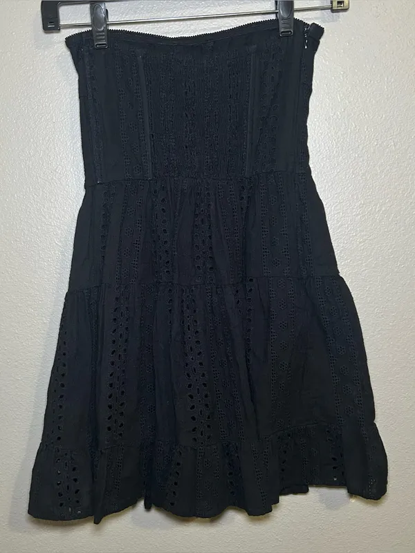 Edikted Liora Black Cotton Lace Tiered Strapless Mini Dress Women’s Size Small - Image 5