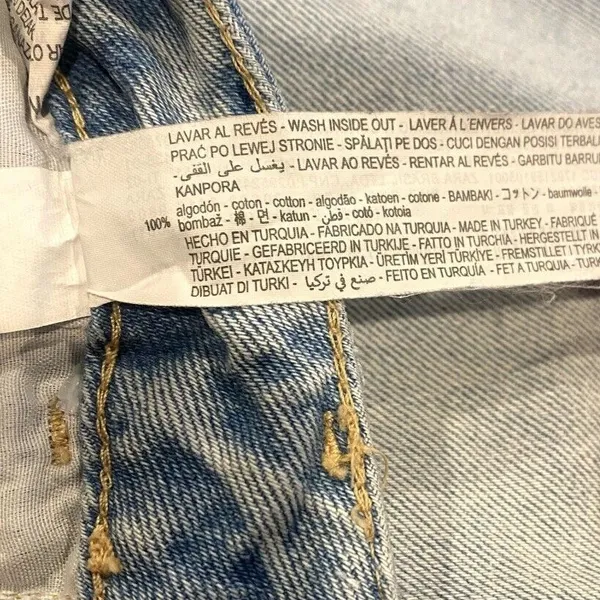ZARA Vintage Relaxed Style High Rise Wide Leg Raw Hem Casual Cotton Jean 4 Blue - Image 7