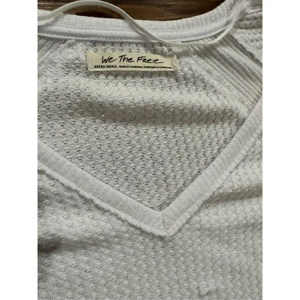 Free People Santa Clara‎ Thermal Top Alabaster White Sz XS - Image 5
