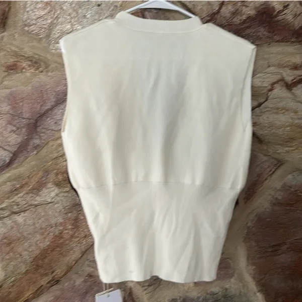 Commense Commense V-Neck Buttoned Detail Sweater Vest white size large - Image 3