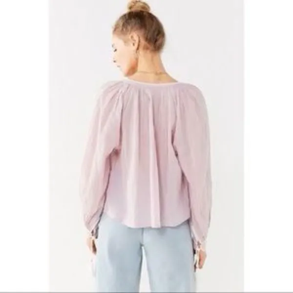 NWT UO Wild Horses Tassel Blouse In Lilac - Image 3