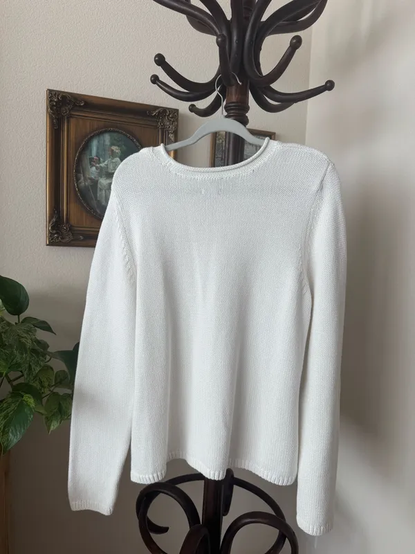 Gap Oversized White 100% Cotton Knit Sweater - Image 2