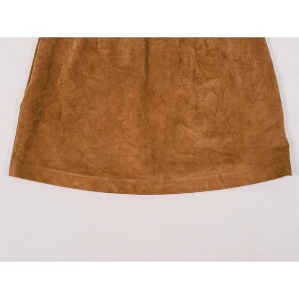 Abercrombie & Fitch Faux Suede Mini Skirt Size S Brown Preppy Fall Quiet Luxury - Image 10